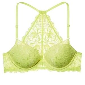 PINK by VICTORIA SECRET "The Date" Lime Green Yellow Lace Bra